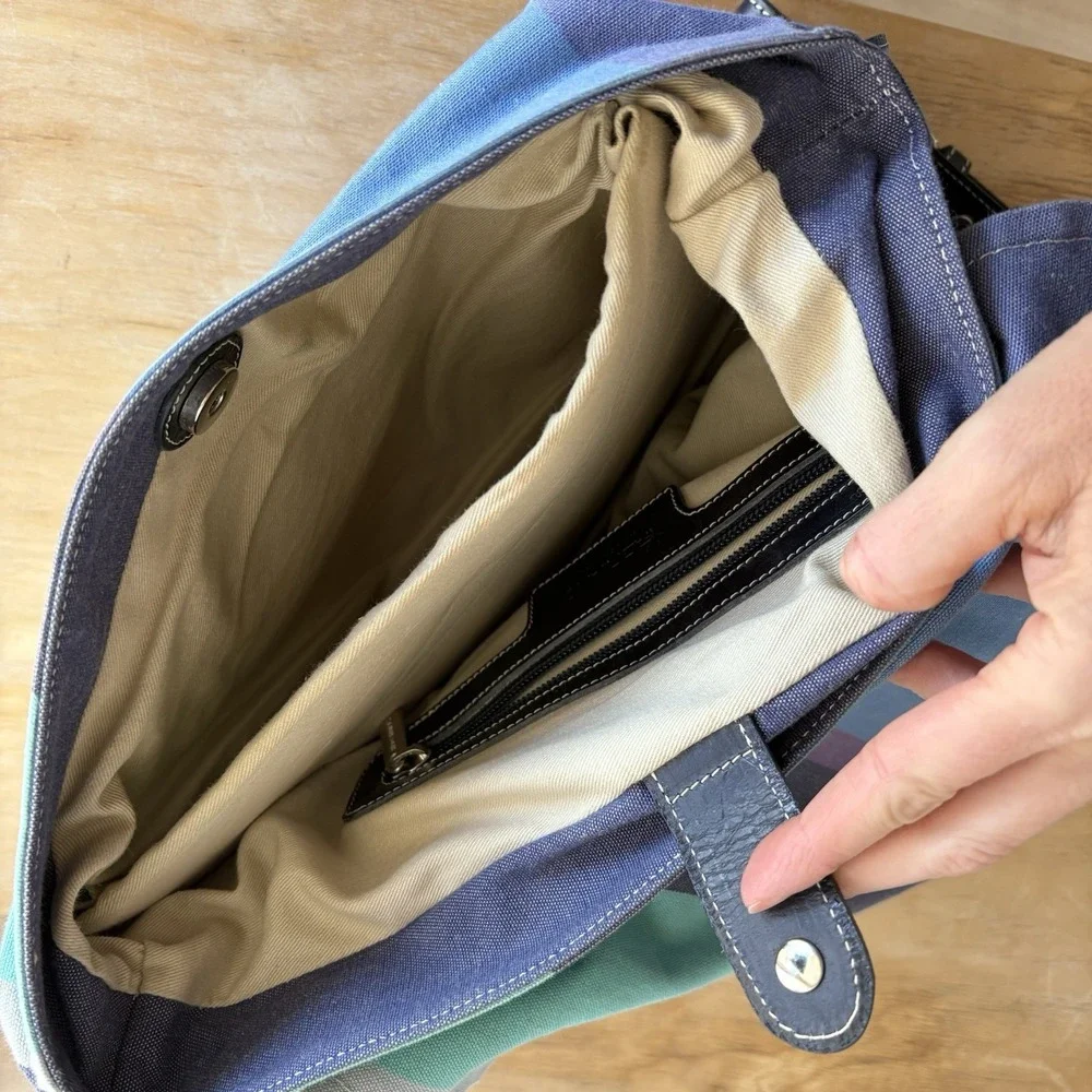 Fabriano‎ Cloth Messenger Bag Multicolor Striped Adjustable Strap Made in Italy